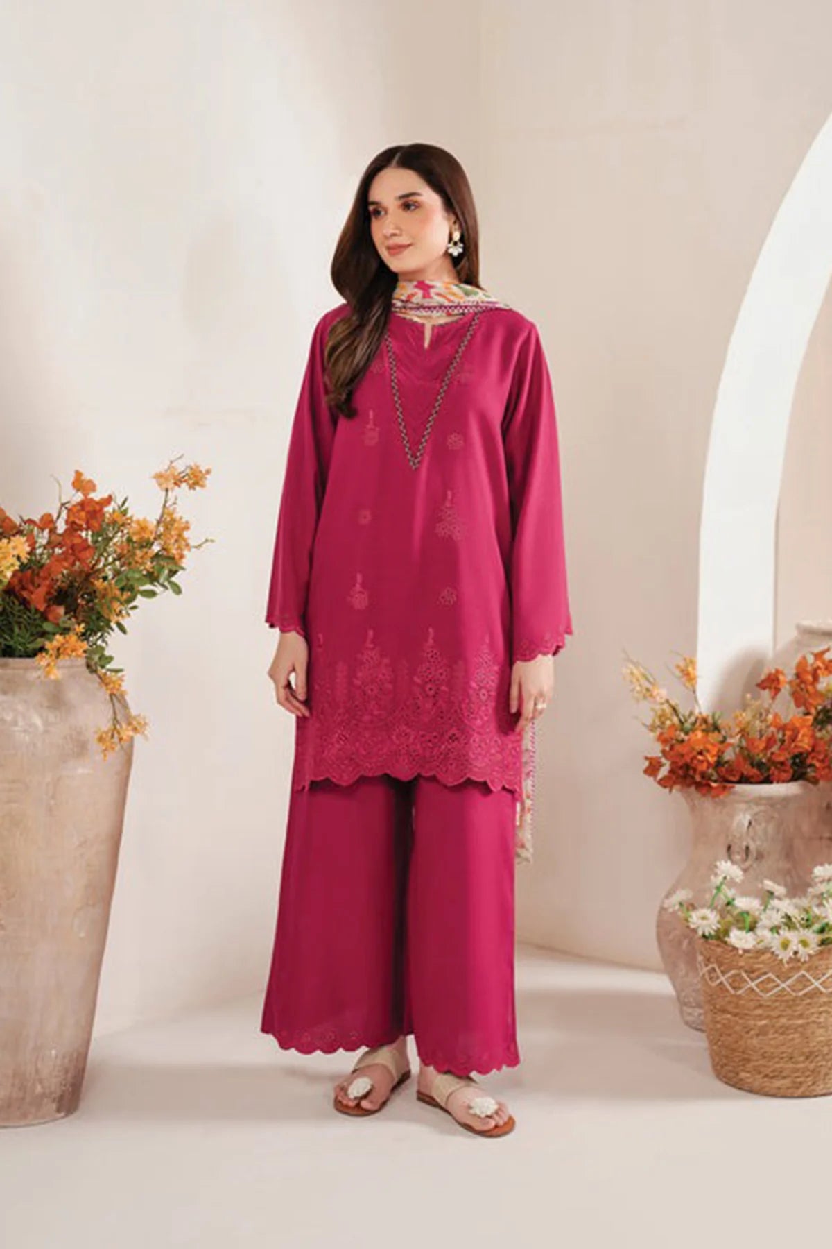 SAPPHIRE -3PC DHANAK EMBROIDERED SHIRT DF-4690