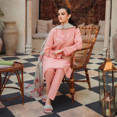 Baroque -3PC DHANAK EMBROIDERED SUIT DF-3872