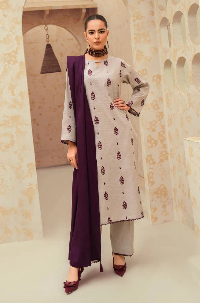 AISLING -3PC UNSTITCHED DHANAK EMBROIDERED SUIT DF-2266