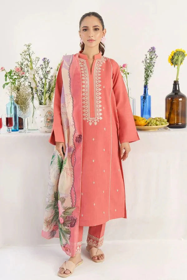 URGE -3PC UNSTITCHED DHANAK EMBROIDERED SUIT DF-2145