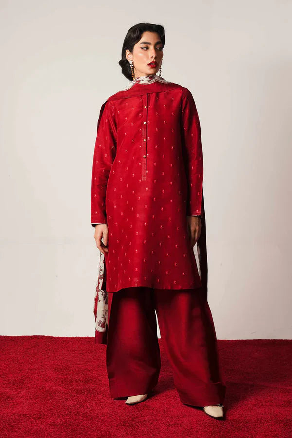 COCO BY ZARA SHAHJAHAN -3PC DHANAK EMBROIDERED SUIT DF-3625