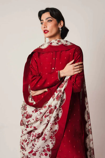 COCO BY ZARA SHAHJAHAN -3PC DHANAK EMBROIDERED SUIT DF-3625