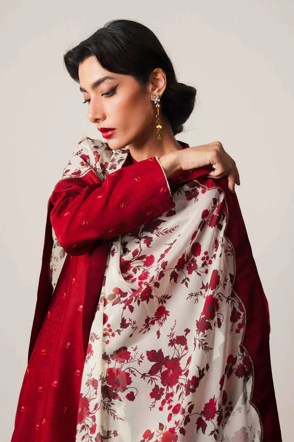 COCO BY ZARA SHAHJAHAN -3PC DHANAK EMBROIDERED SUIT DF-3625