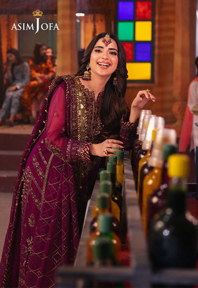 ASIM JOFA -3PC UNSTITCHED LUXURY CHIFFON EMBROIDERED SUIT DF-1832