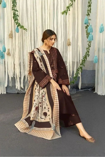 URGE -3PC UNSTITCHED DHANAK EMBROIDERED SUIT DF-2563
