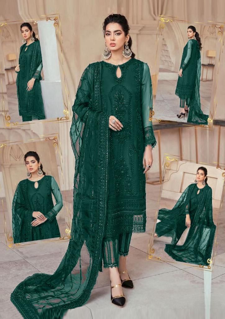 MUSHK WEDDING EDITION -3PC UNSTITCHED LUXURY NET EMBROIDERED SUIT DF-178
