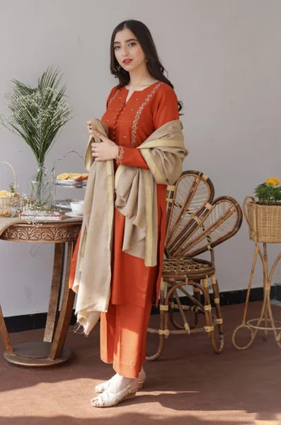 AISLING -3PC UNSTITCHED DHANAK EMBROIDERED SUIT DF-2358
