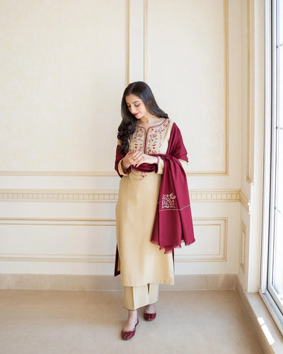 AISLING -3PC DHANAK EMBROIDERED SUIT DF-6745