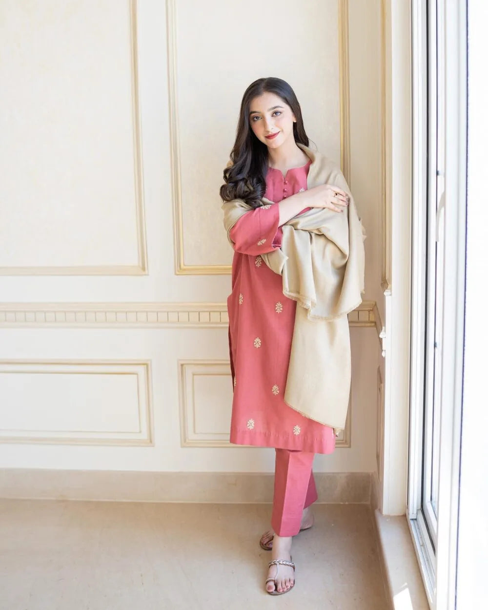 AISLING -3PC DHANAK EMBROIDERED SUIT DF-5437