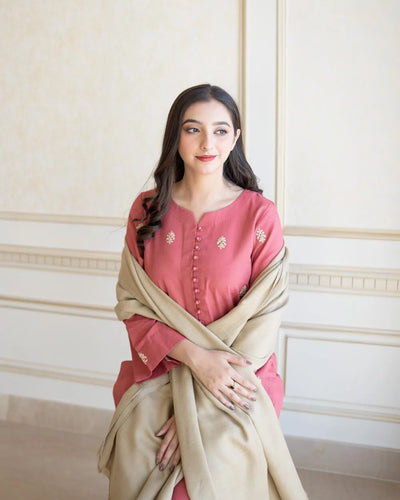 AISLING -3PC DHANAK EMBROIDERED SUIT DF-5437