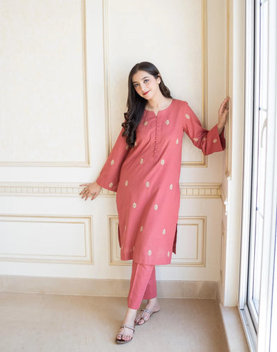 AISLING -3PC DHANAK EMBROIDERED SUIT DF-5437