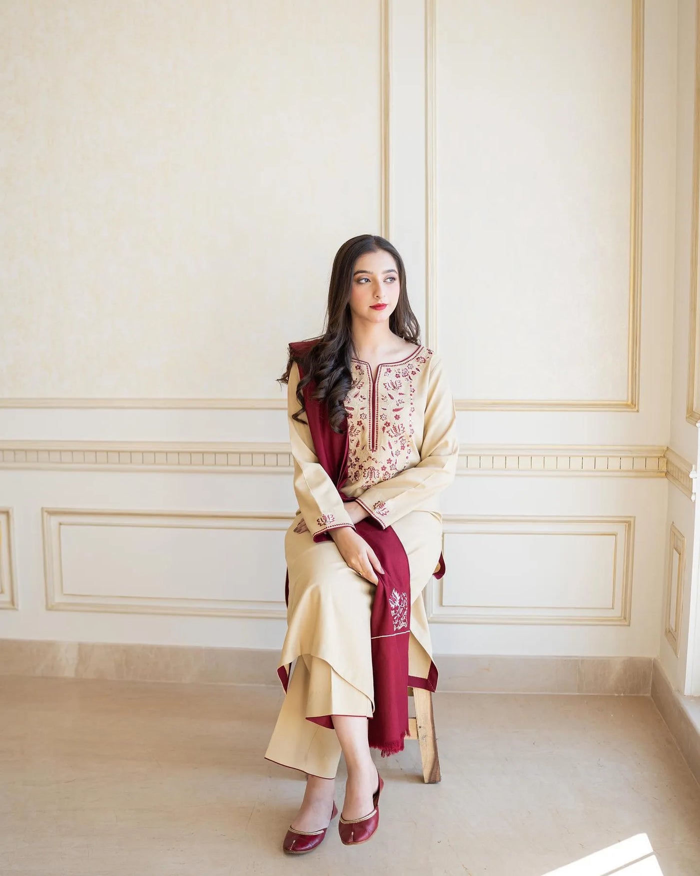 AISLING -3PC DHANAK EMBROIDERED SUIT DF-6745