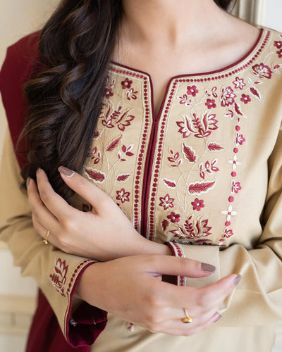 AISLING -3PC DHANAK EMBROIDERED SUIT DF-6745