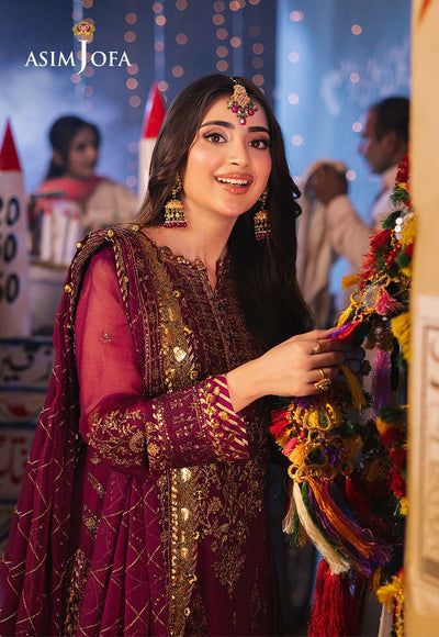 ASIM JOFA -3PC UNSTITCHED LUXURY CHIFFON EMBROIDERED SUIT DF-1832