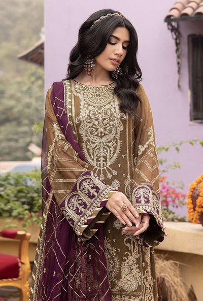 ADAN LIBAS  -3PC UNSTITCHED WINTER LUXURY CHIFFON EMBROIDERED SUIT DF-012