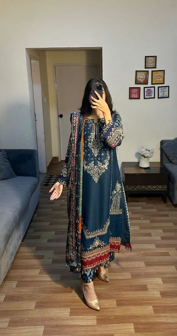 MARIA.B -3PC UNSTITCHED LUXURY CHIFFON EMBROIDERED DF -2364
