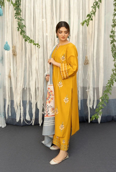 URGE -3PC DHANAK EMBROIDERED SUIT DF-4885