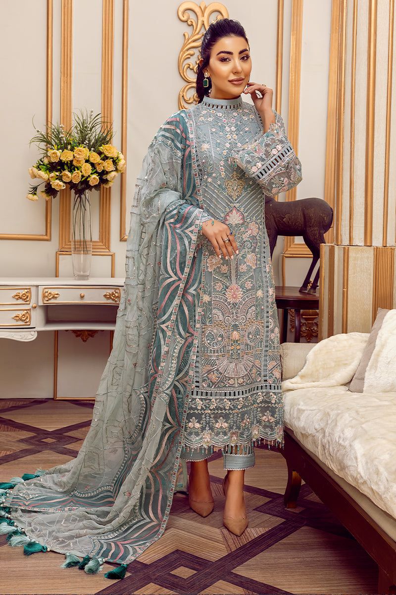 AHMOZI BY ADAN LIBAS WEDDING EDITS -3PC UNSTITCHED LUXURY CHIFFON EMBROIDERED SUIT DF-521