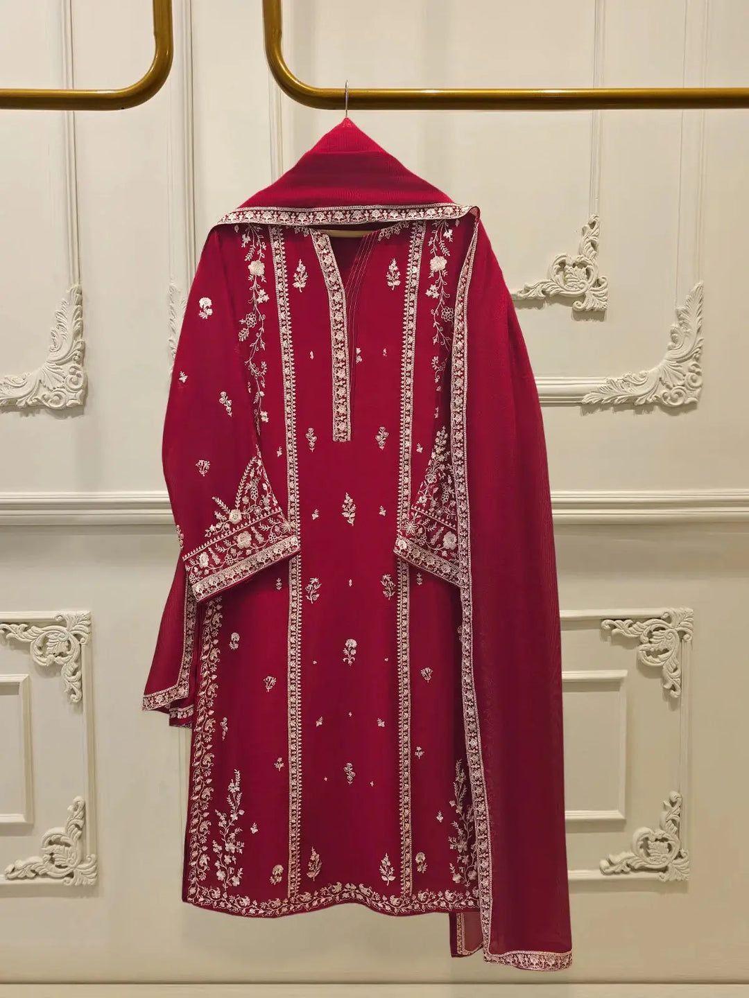 AGHA NOOR -3pc Unstitched Chiffon Embroidered Suit DF-1992