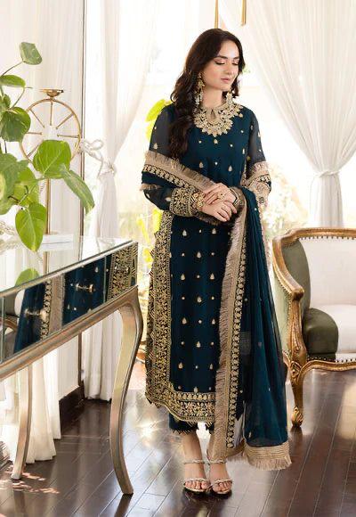 ASIMJOFA -3PC UNSTITCHED EMBROIDERED CHIFFON UNSTITCHED DF-4990