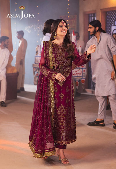 ASIM JOFA -3PC UNSTITCHED LUXURY CHIFFON EMBROIDERED SUIT DF-1832