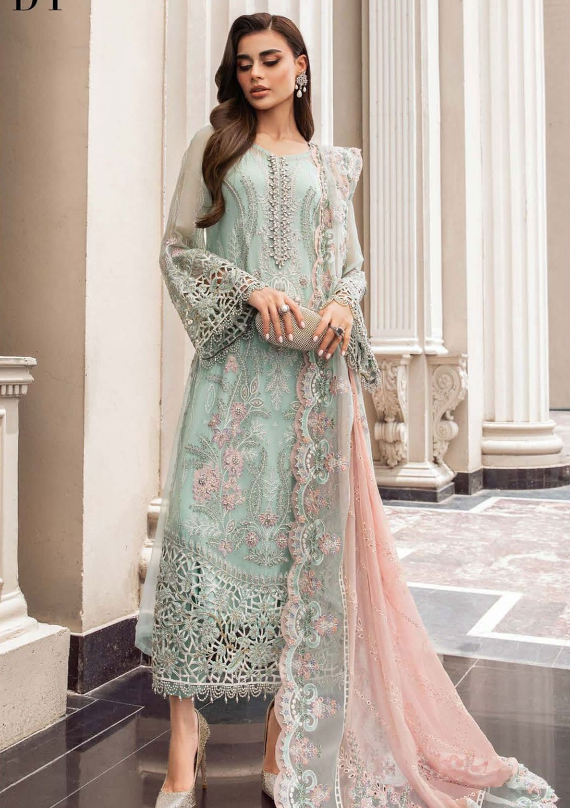 MARIA.B -3PC UNSTITCHED PREMIUM CHIFFON EMBROIDERED SUIT DF-652