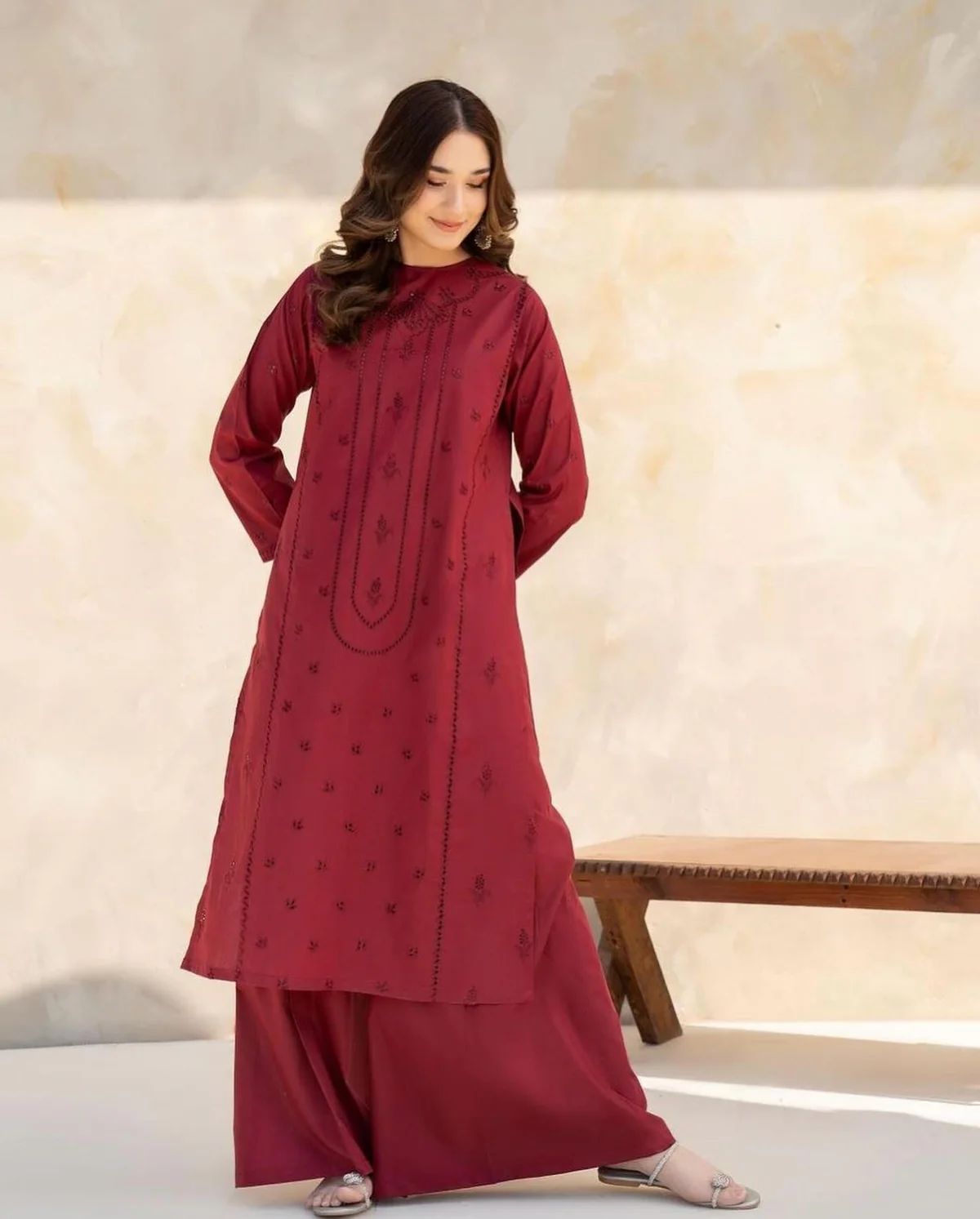URGE -2pc Unstitched Dhanak Chikankari Embroidered Suit DF-555