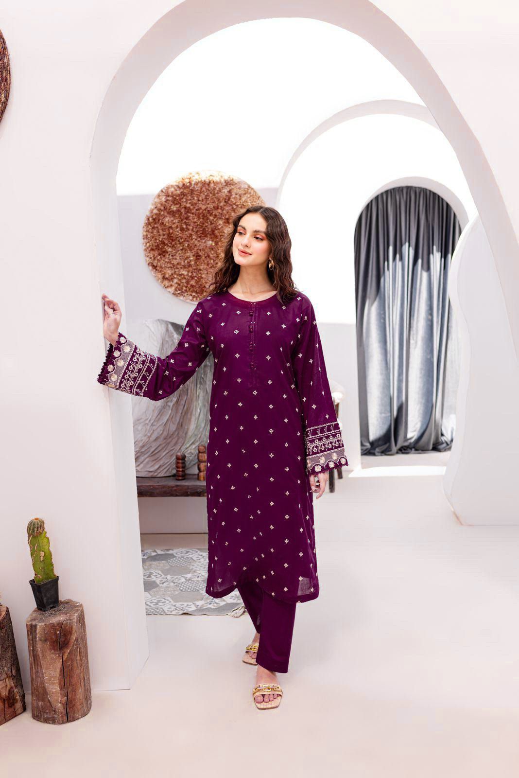 AISLING -2PC UNSTITCHED DHANAK EMBROIDERED SUIT DF-076