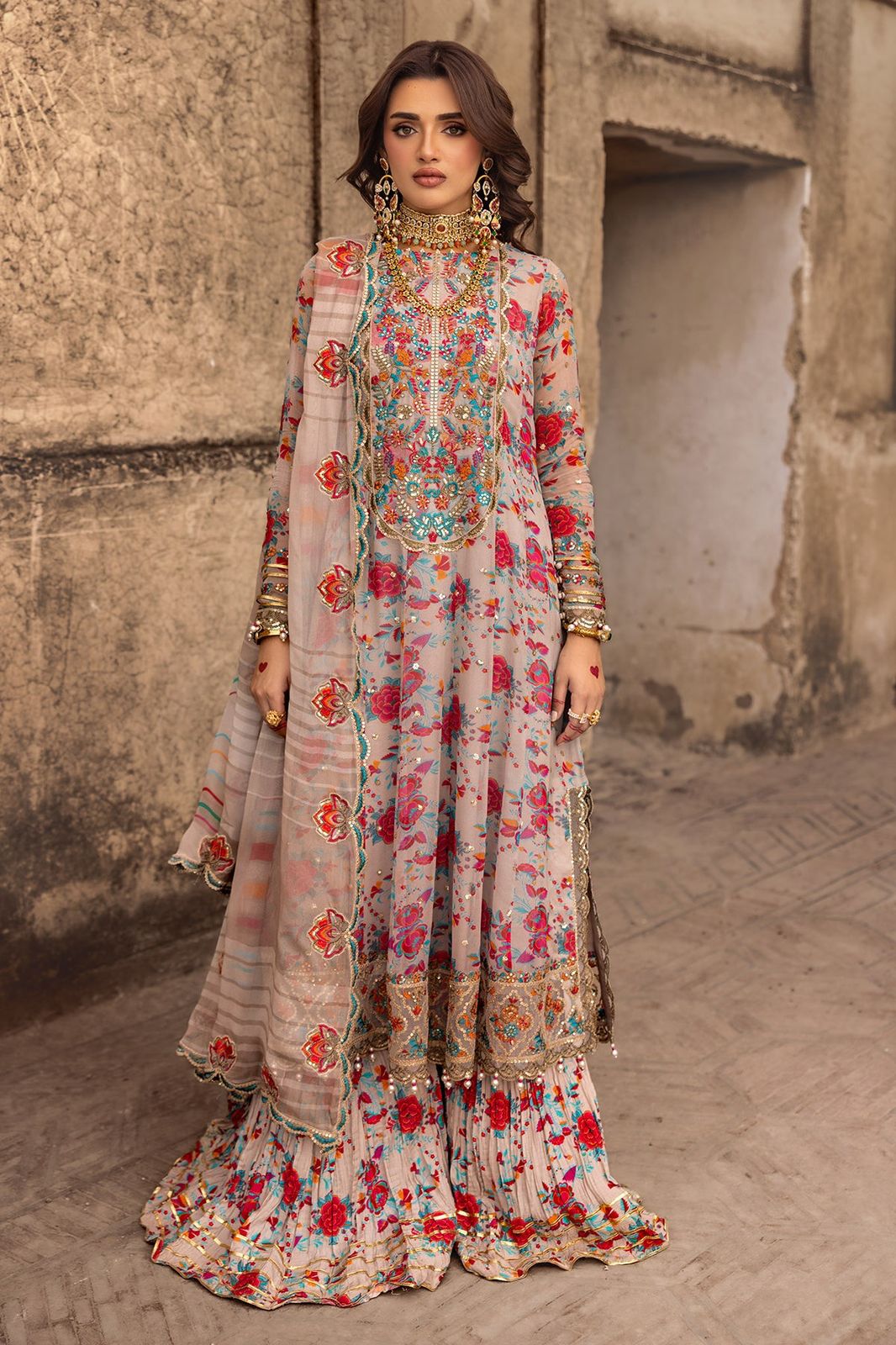 CHARIZMA -3PC UNSTITCHED LUXURY CHIFFON EMBROIDERED SUIT DF-1578