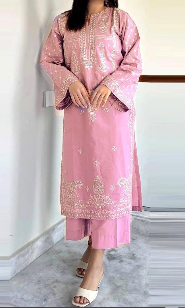 BAREEZE -2PC UNSTITCHED DHANAK EMBROIDERED SUIT DF-323