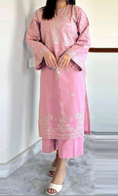 BAREEZE -2PC UNSTITCHED DHANAK EMBROIDERED SUIT DF-323