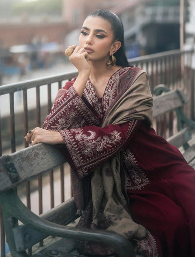IZEL -3PC UNSTITCHED DHANAK EMBROIDERED SUIT DF-2315