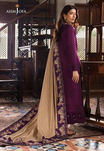 ASIM JOFA -3pc Unstitched Dhanak Chikankari Embroidered Suit DF-1666