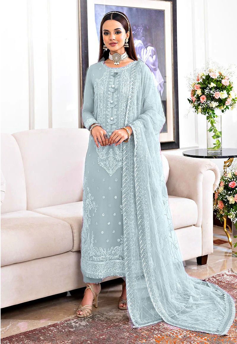 ASIM JOFA -3PC UNSTITCHED LUXURY CHIFFON EMBROIDERED SUIT DF-256