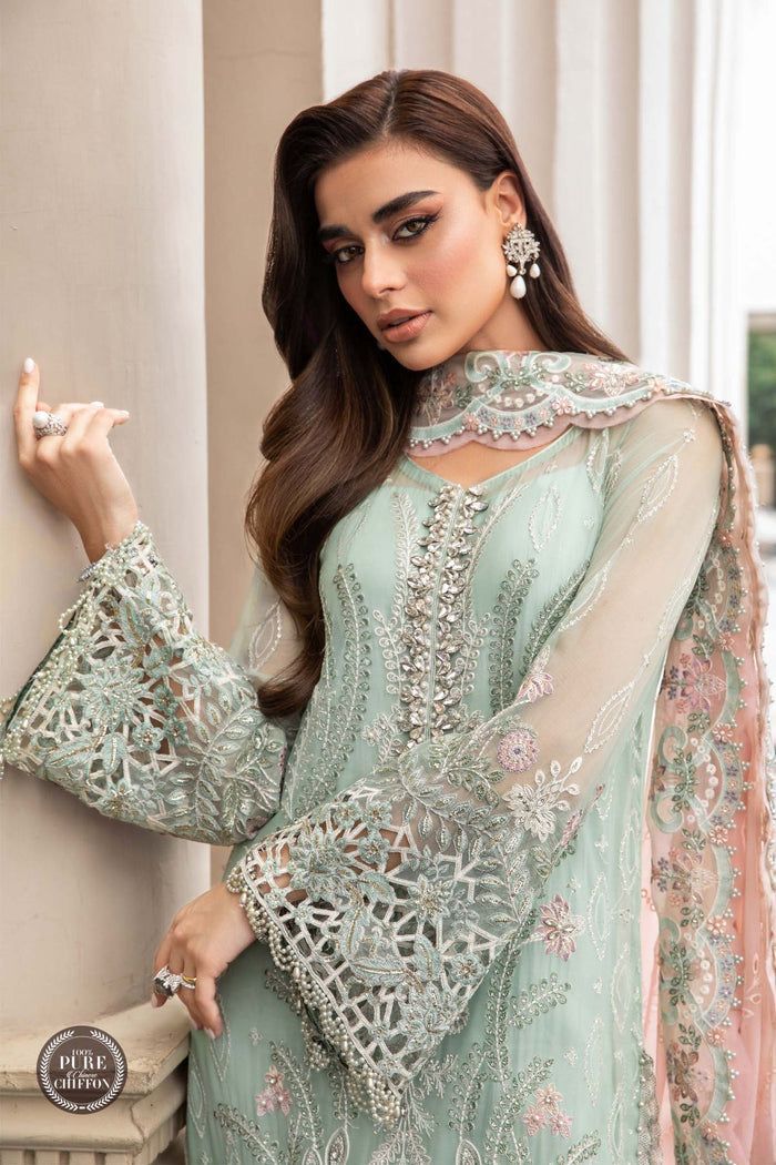 MARIA.B -3PC UNSTITCHED PREMIUM CHIFFON EMBROIDERED SUIT DF-652