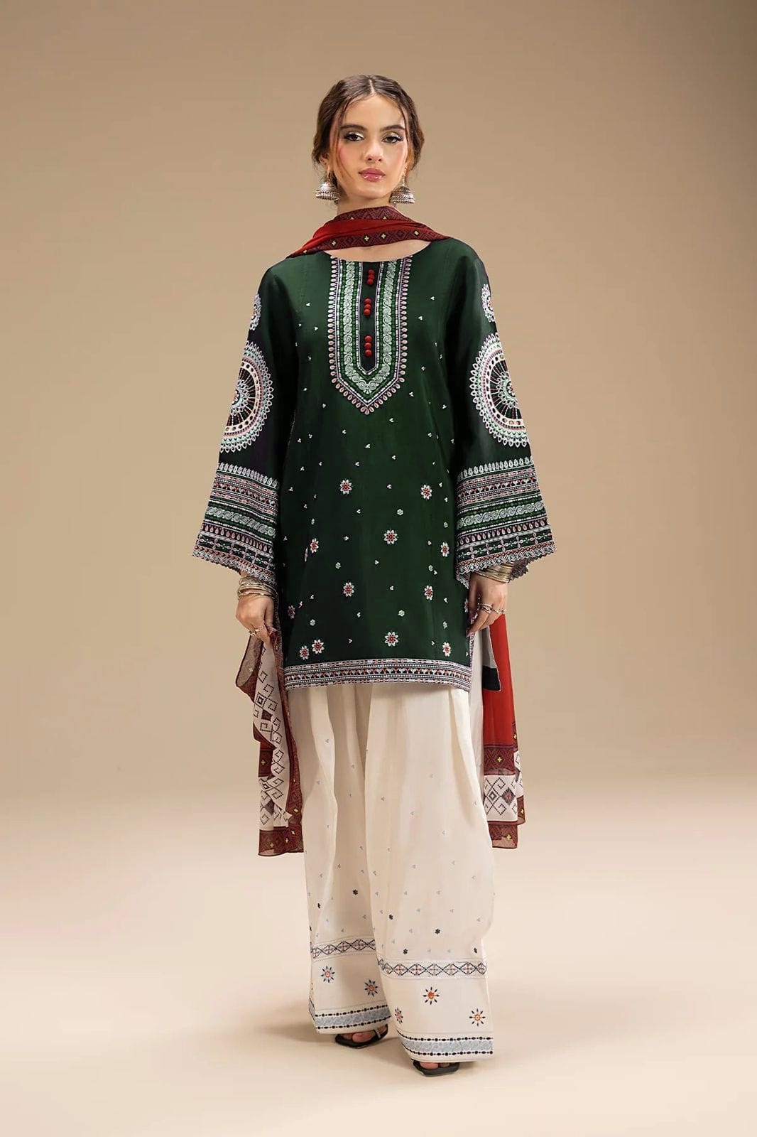 Jazmin - Unstitched Winter 3PC Dhanak Embroidered Suit DF -9274