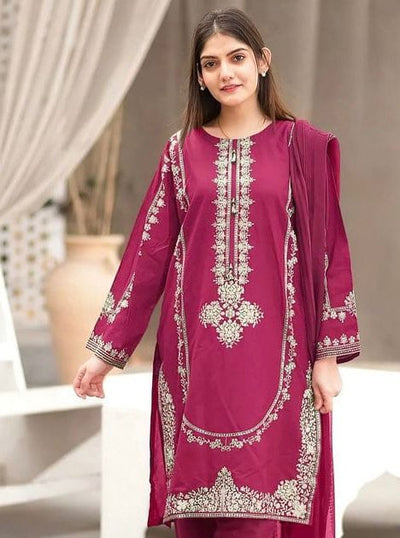 ASILING -2PC UNSTITCHED DHANAK EMBROIDERED SUIT DF-202