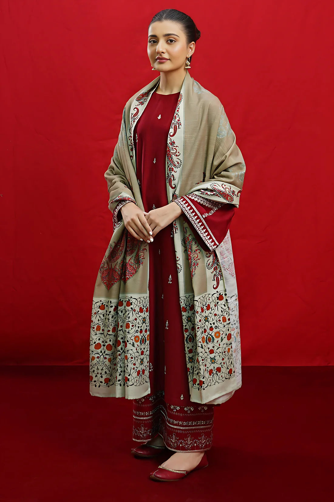 URGE -3PC DHANAK EMBROIDERED SUIT DF-4275