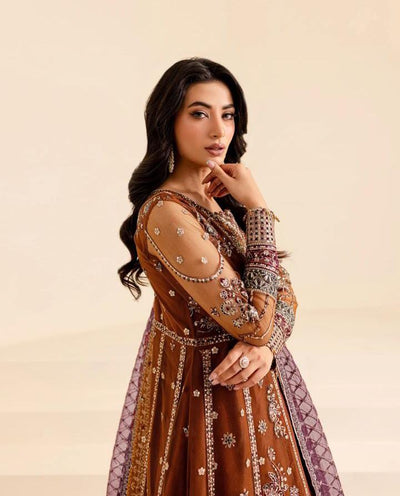 FARASHA -3PC UNSTITCHED LUXURY NET EMBROIDERED MAXI DF-1569