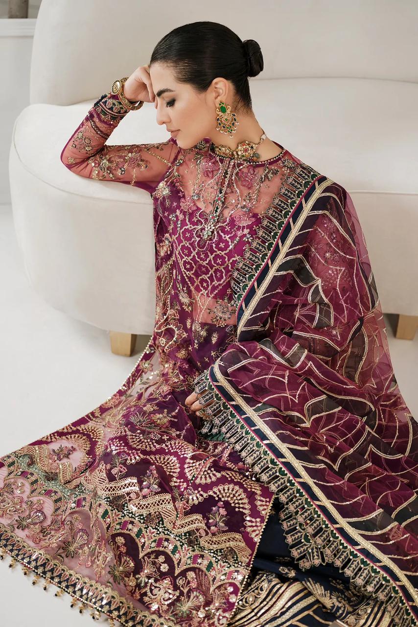 BAROQUE FESTIVE COLLECTION -3PC UNSTITCHED LUXURY NET EMBROIDERED SUIT DF-469