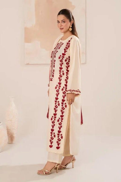 IZEL - Unstitched Winter 3PC Dhanak Embroidered Suit DF-1122