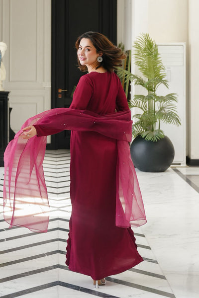 LULUSAR -3PC UNSTITCHED SHAMOOZ SILK EMBROIDERED SUIT DF-751