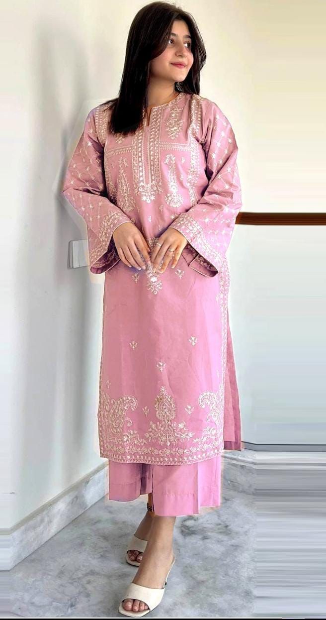 BAREEZE -2PC UNSTITCHED DHANAK EMBROIDERED SUIT DF-323