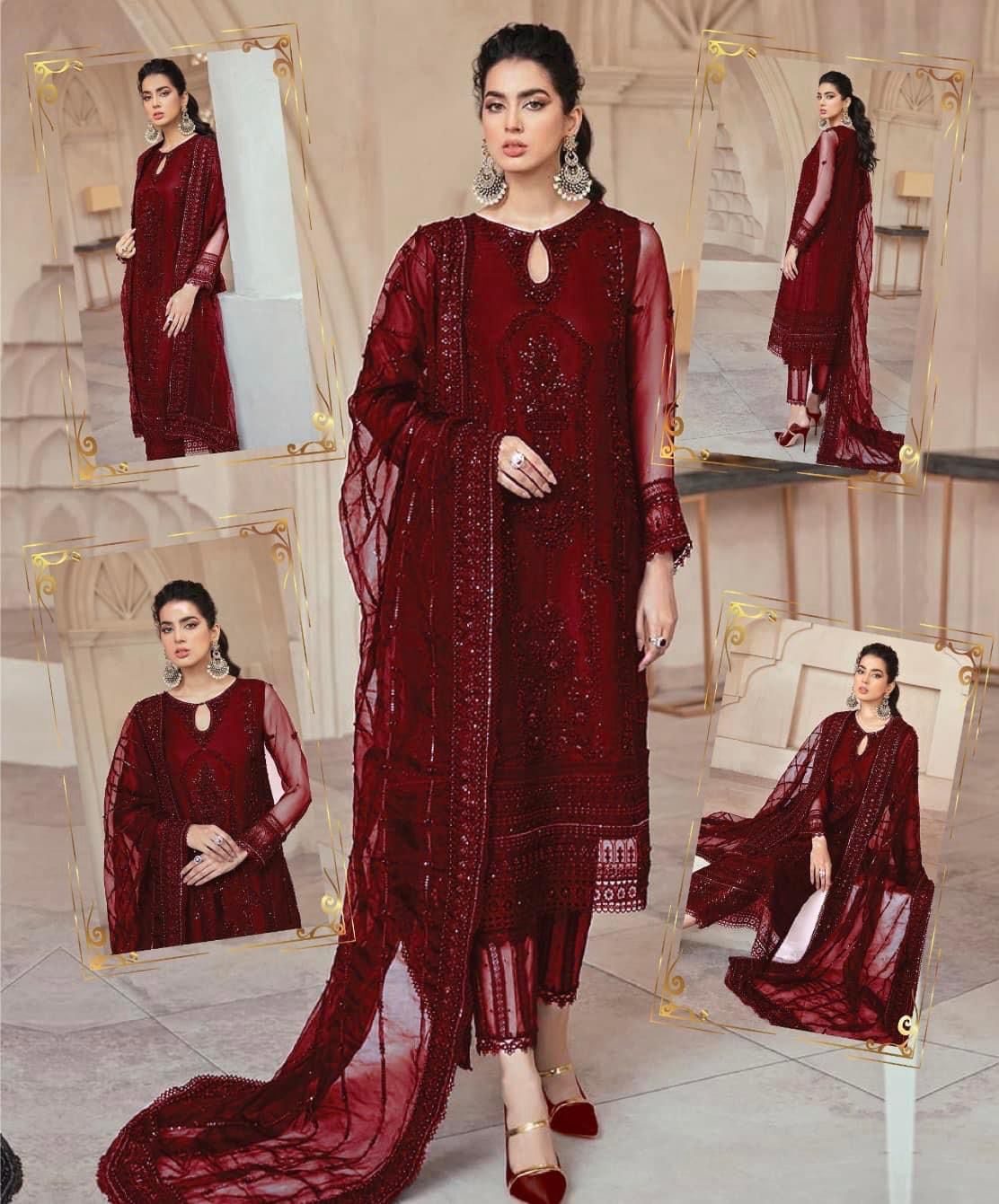 MUSHK WEDDING EDITION -3PC UNSTITCHED LUXURY NET EMBROIDERED SUIT DF-177