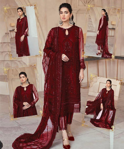 MUSHK WEDDING EDITION -3PC UNSTITCHED LUXURY NET EMBROIDERED SUIT DF-177