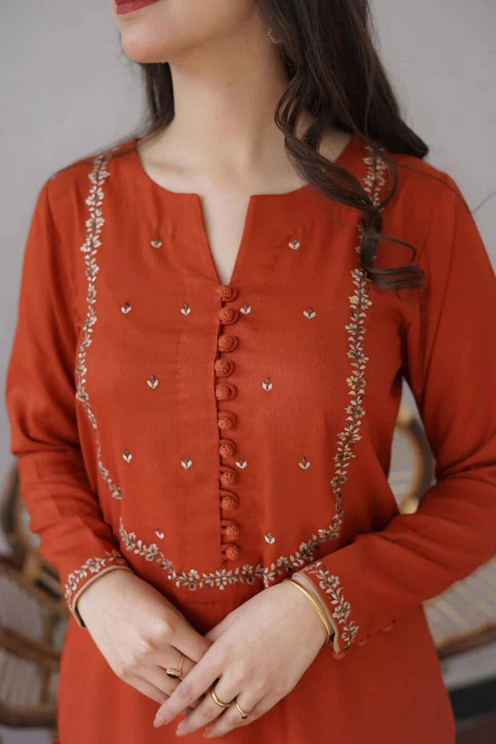 AISLING -3PC UNSTITCHED DHANAK EMBROIDERED SUIT DF-2358