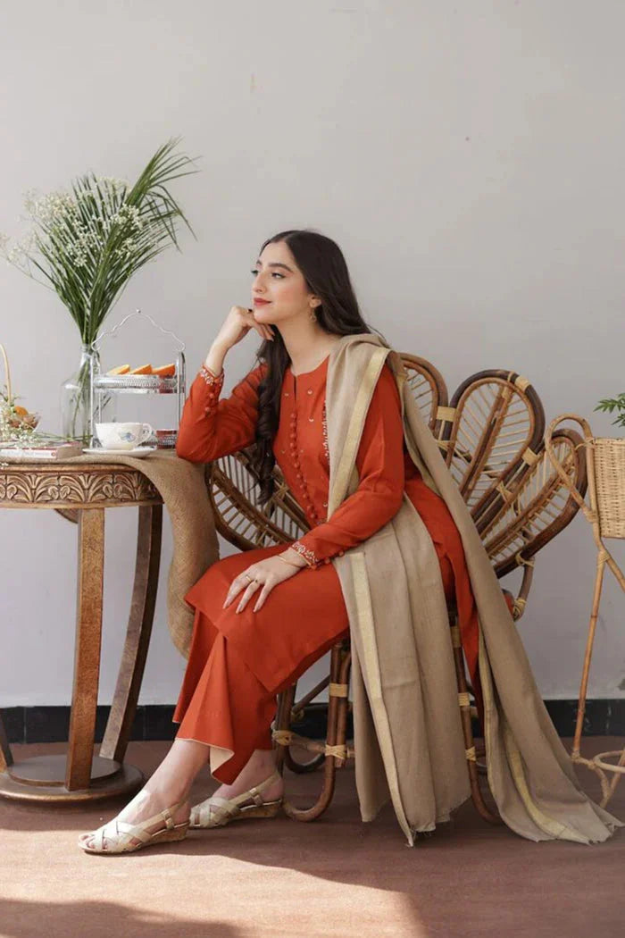 AISLING -3PC UNSTITCHED DHANAK EMBROIDERED SUIT DF-2358