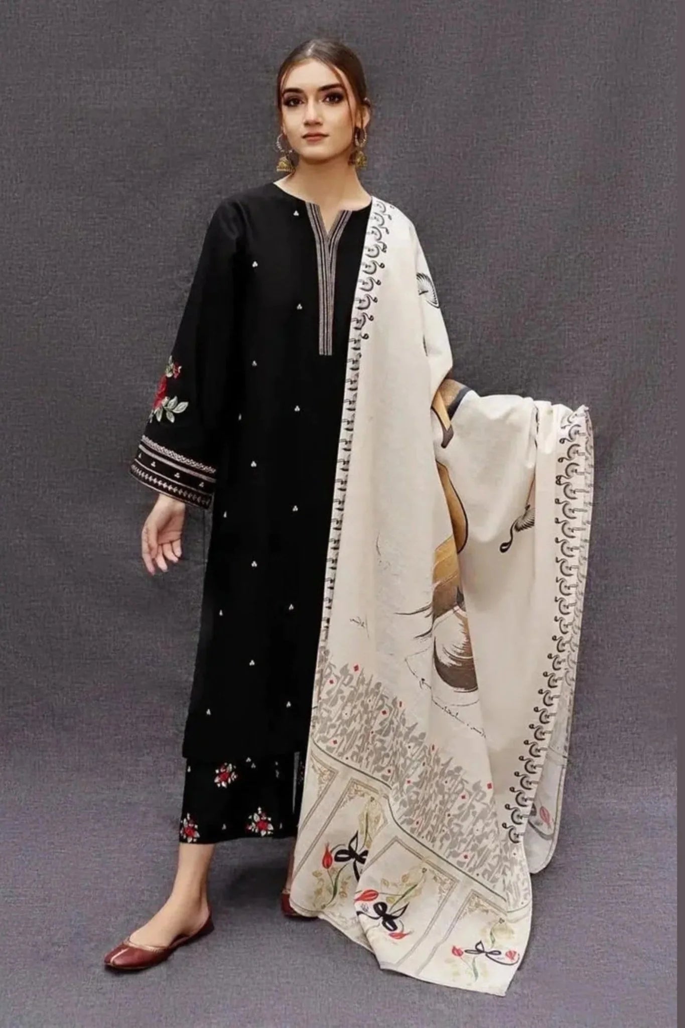 URGE -3PC DHANAK EMBROIDERED SUIT DF-1230